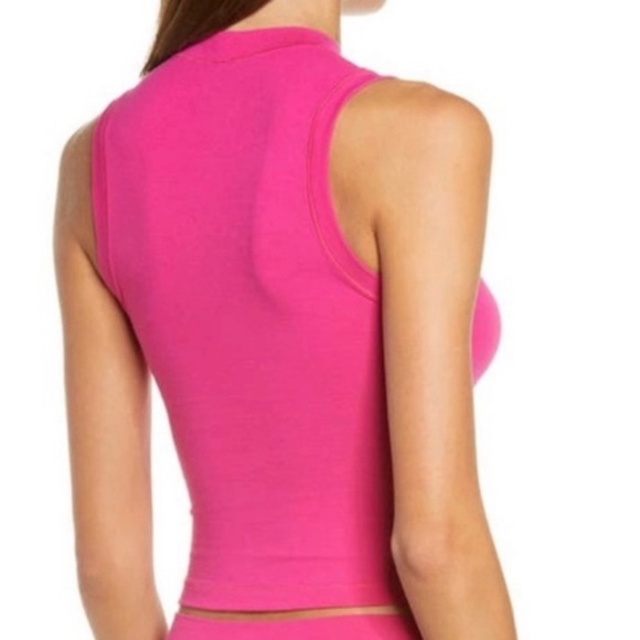 NWT SKIMS Raspberry Cotton Jersey Mock Neck Tank Small - Picture 2 of 5